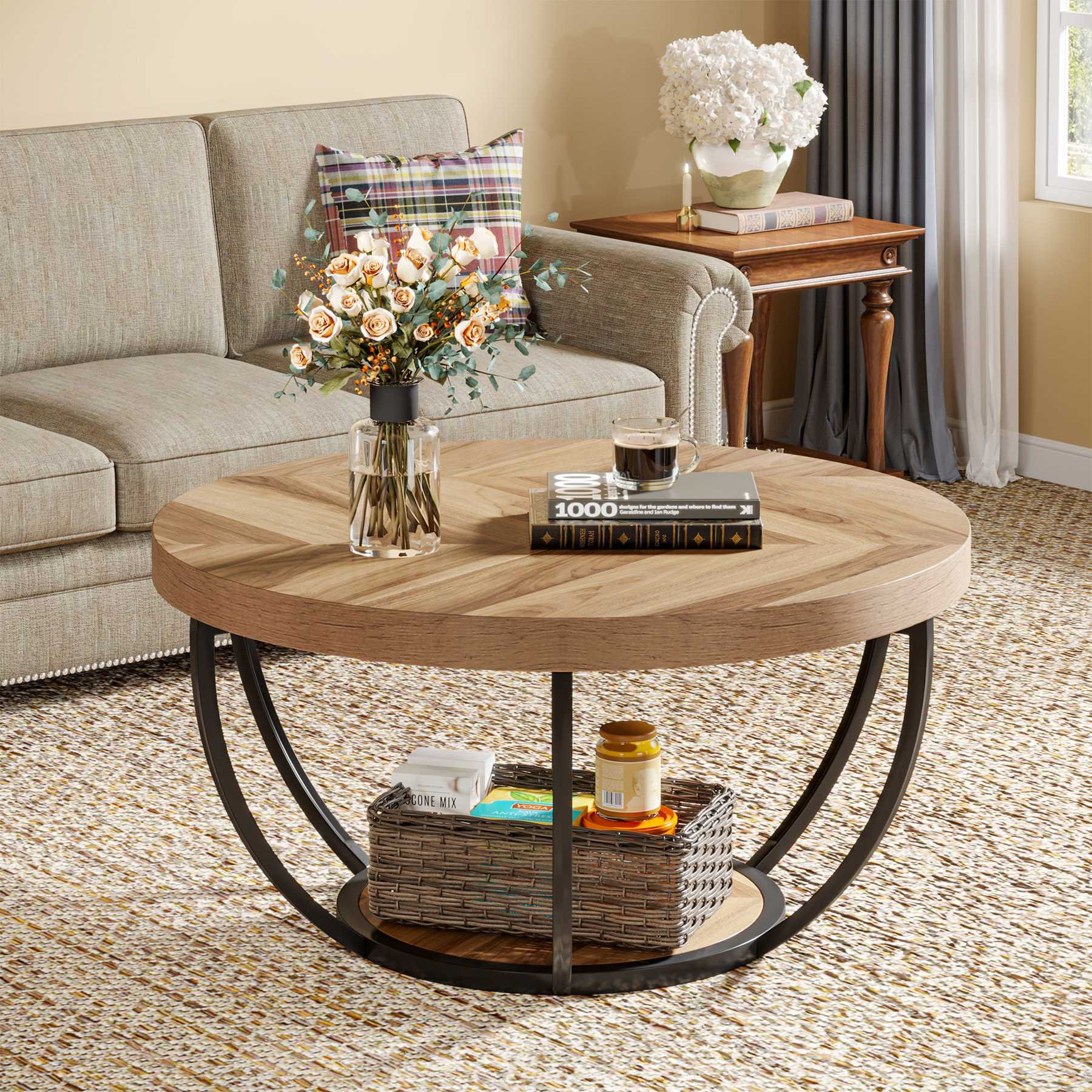 McGee and Co Furniture Store 13 McGee and Co Furniture Store -McGee and Co Furniture Store Round Wooden Coffee Table with 2 Tier Shelves 1